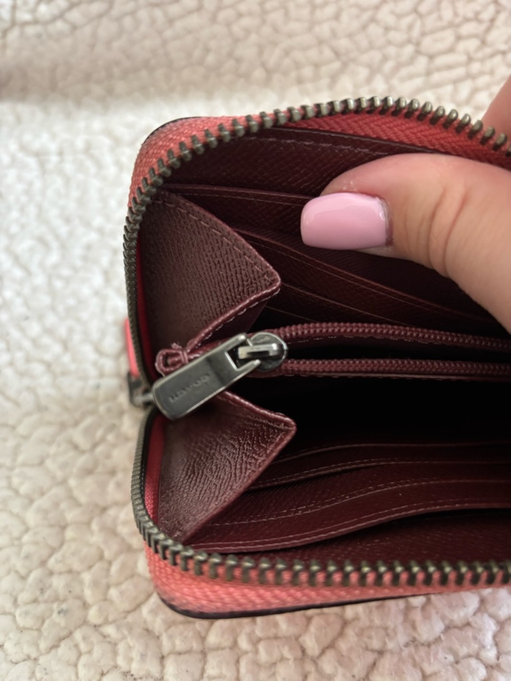 COACH Hot Neon Pink Lemonade Leather Zip Wallet - Picture 14 of 14